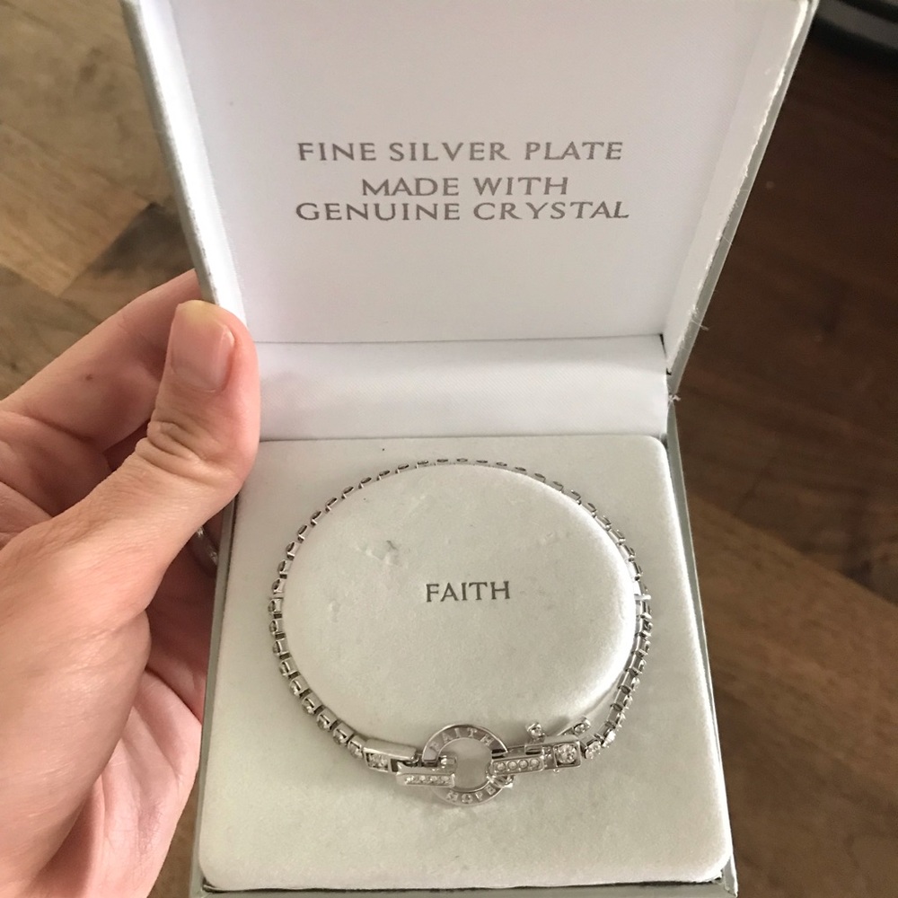 Silver Crystal Faith Bracelet